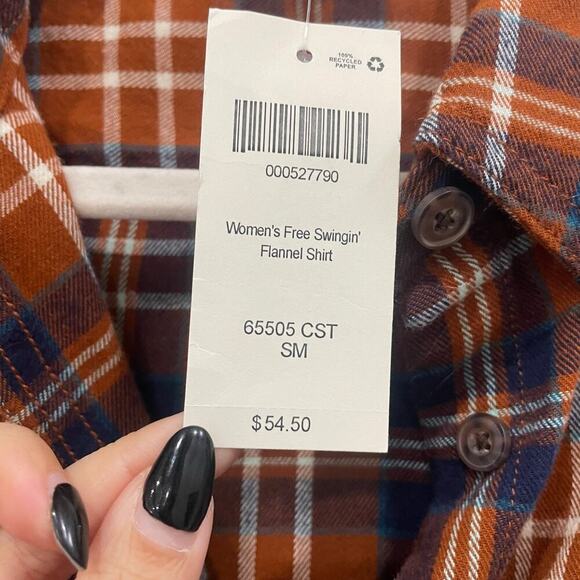 NWT Duluth Orange Blue Plaid Flannel Long Sleeve Button Up Size Small - Picture 4 of 6